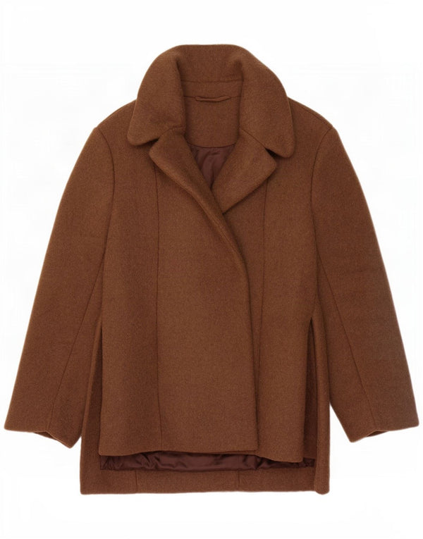 Cos Womens Open Overcoat EU 38 Medium Brown Wool