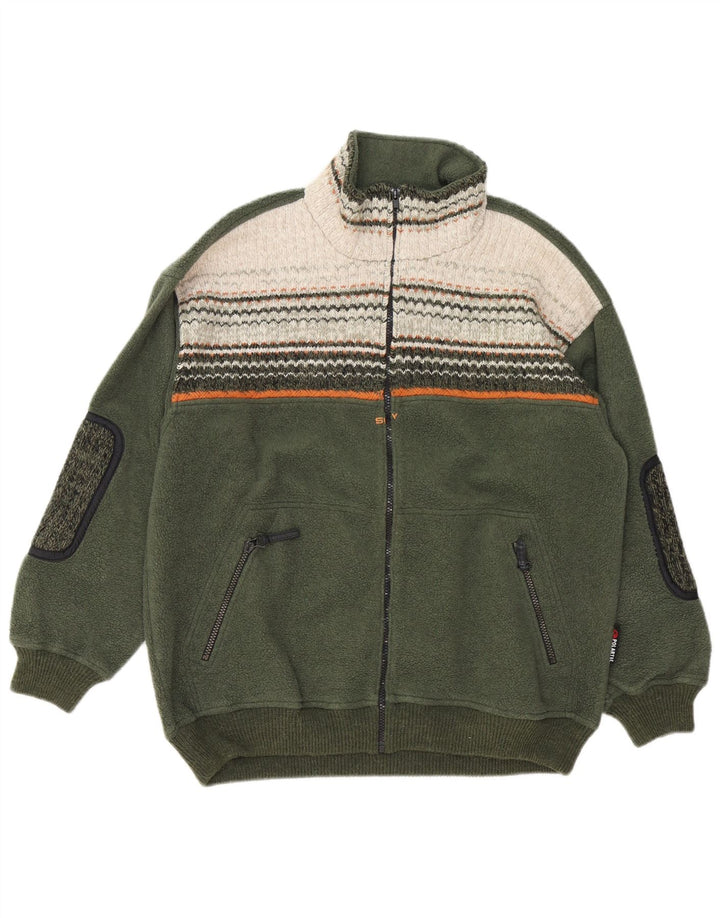 Silvy Herren Fleecejacke UK 40 Large Grün Colourblock Polyester