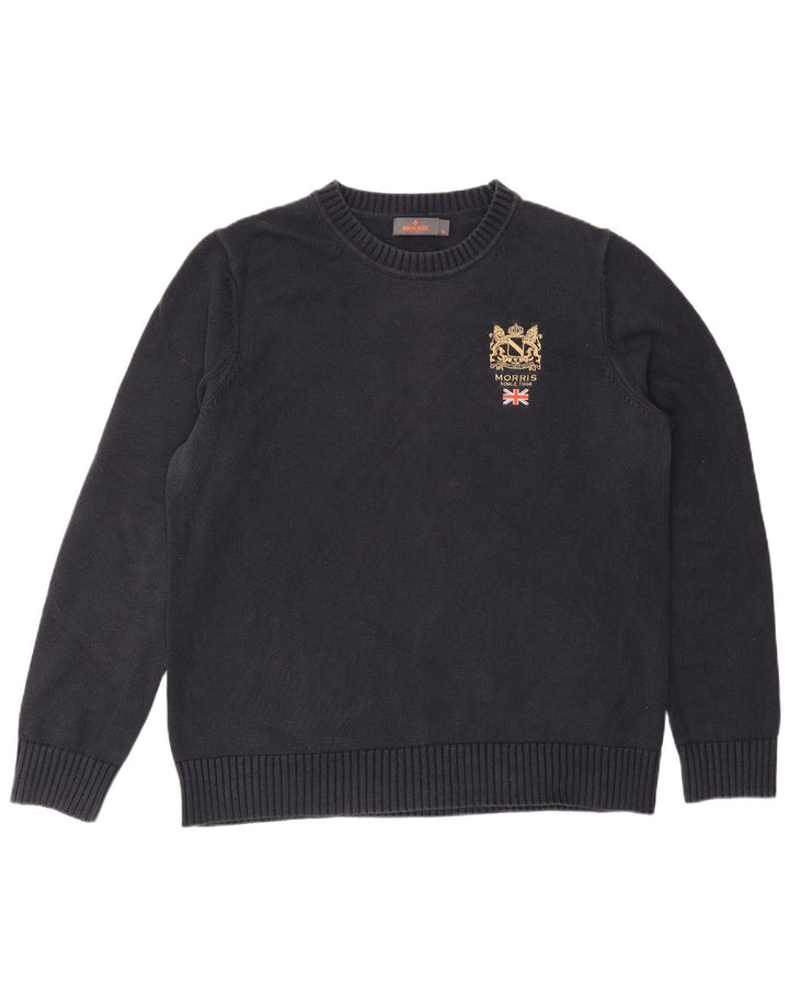 Morris  Mens Crew Neck Jumper Sweater Medium Navy Blue Cotton