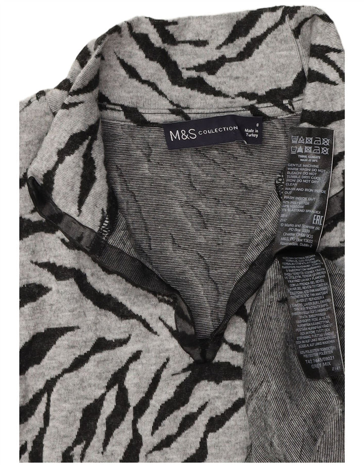 Marks & Spencer Womens Jumper Dress UK 8 Small Grey Animal Print Polyester