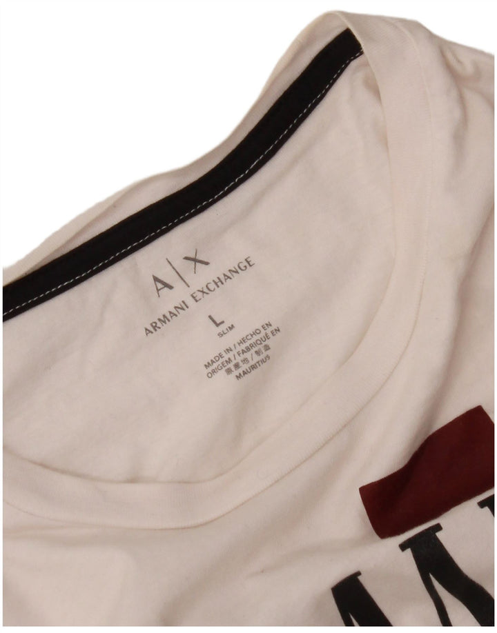 ARMANI Mens Slim Graphic T-Shirt Top Large White