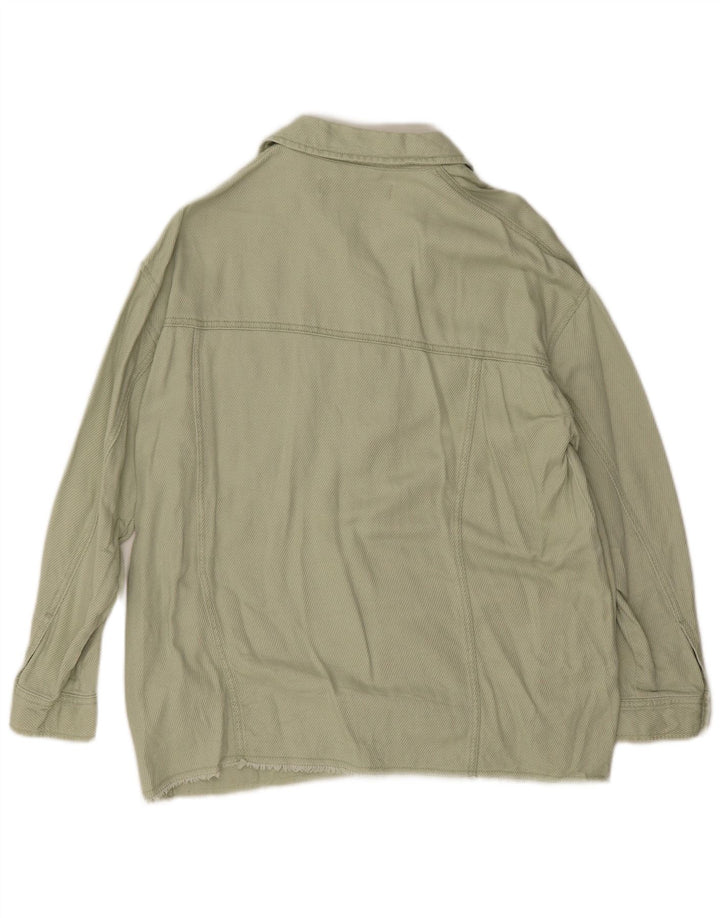 Zara Womens Oversized Bomber Jacket UK 10 Small Green Cotton