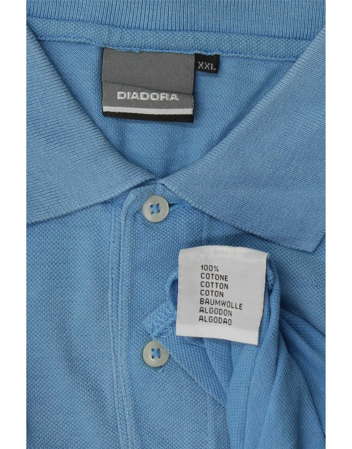 Diadora Mens Polo Shirt 2XL Blue Cotton