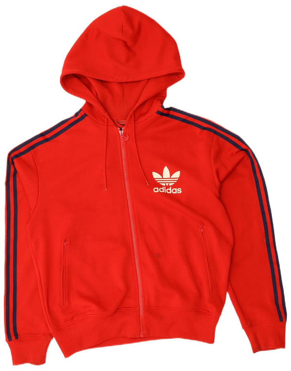 Adidas Pull à capuche zippé pour homme Grand polyester rouge