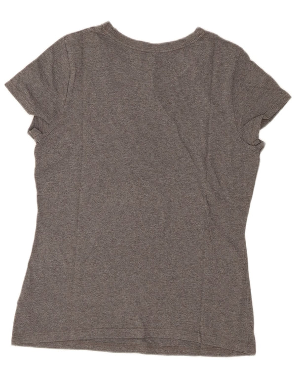 Tommy Hilfiger Womens Graphic T-Shirt Top UK 14 Large Grey Flecked Cotton