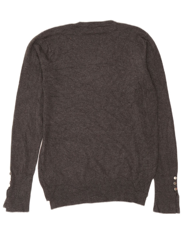 Maglione maglione girocollo da donna Zara UK 12 Viscosa screziata grigio medio