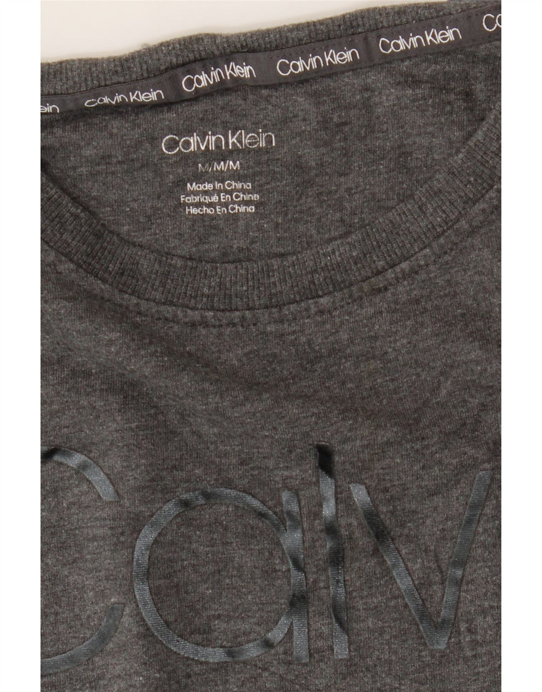 CALVIN KLEIN Womens Graphic Sweatshirt Jumper UK 14 Medium Grey Cotton Vintage Calvin Klein and Second-Hand Calvin Klein from Messina Hembry 