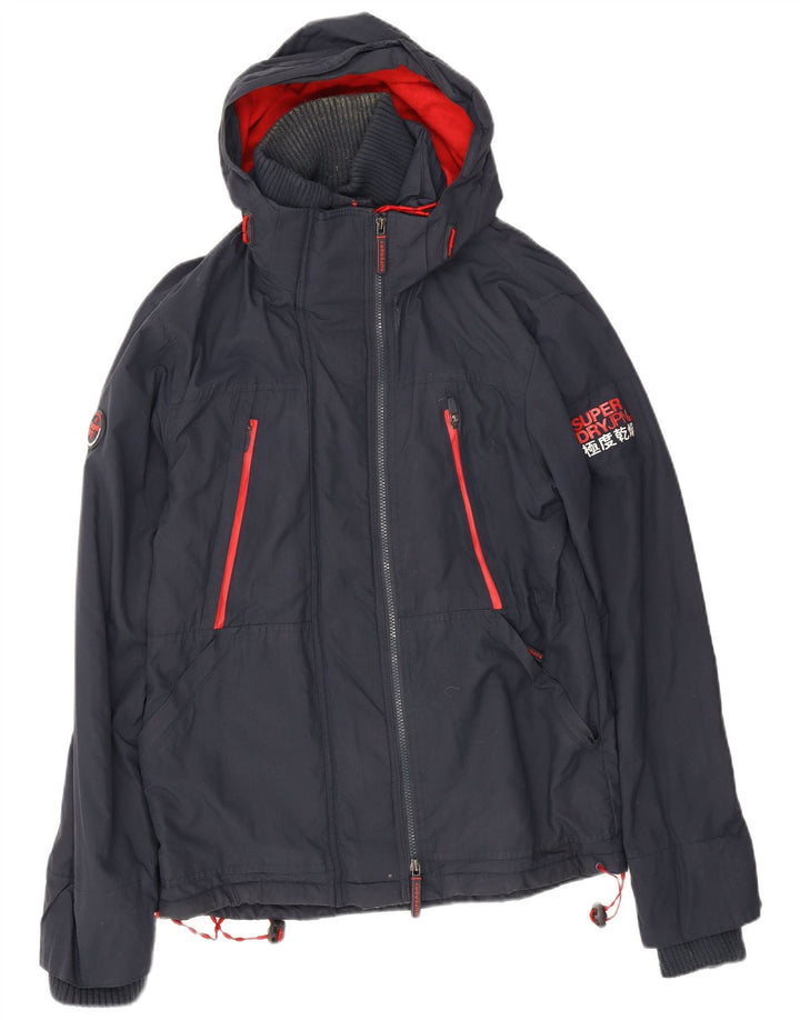 Superdry Mens Hooded Windbreaker Jacket UK 40 Large Navy Blue Polyester