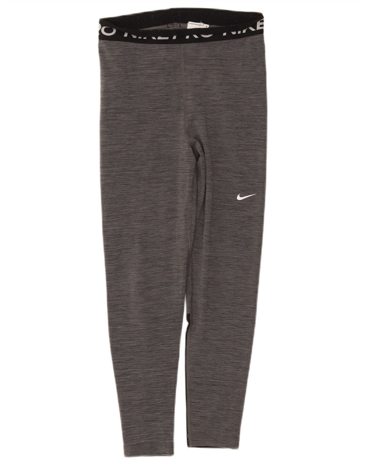 Nike Womens Dri Fit Graphic Leggings UK 10 Small  Grey Flecked Polyester