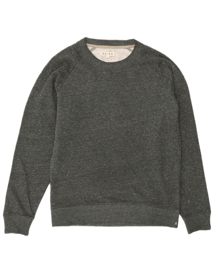 Reiss Mens Sweatshirt Jumper Small Green Flecked Cotton