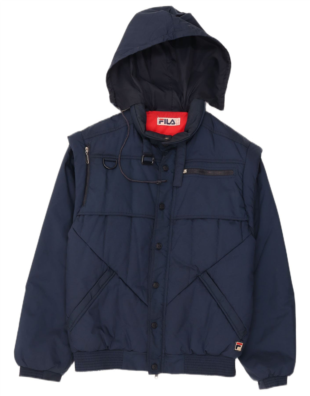 FILA Mens Hooded Padded Jacket UK 34 XS Navy Blue Polyamide