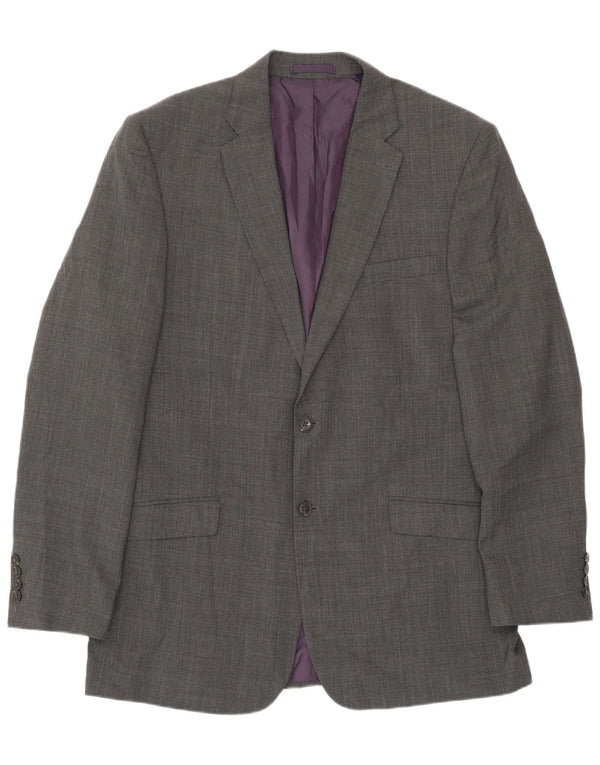 Giacca blazer da uomo Marks & Spencer vestibilità regolare a 2 bottoni UK 42 grande grigia