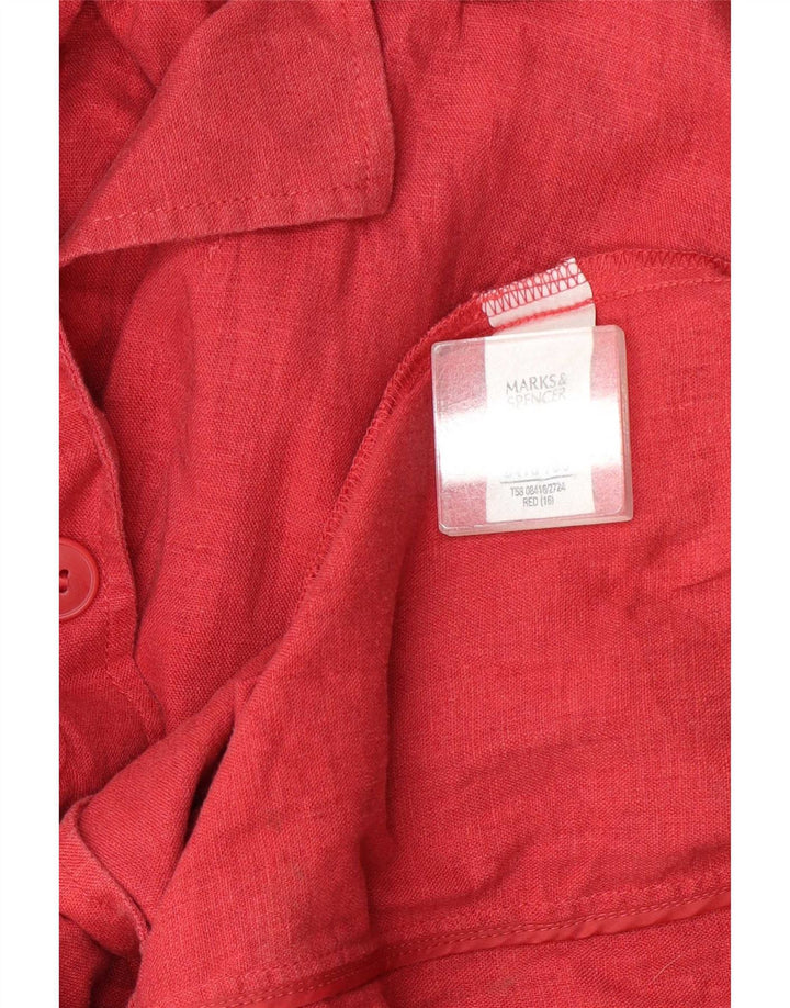 Marks & Spencer Womens 3 Button Blazer Jacket UK 16 Large Red Linen