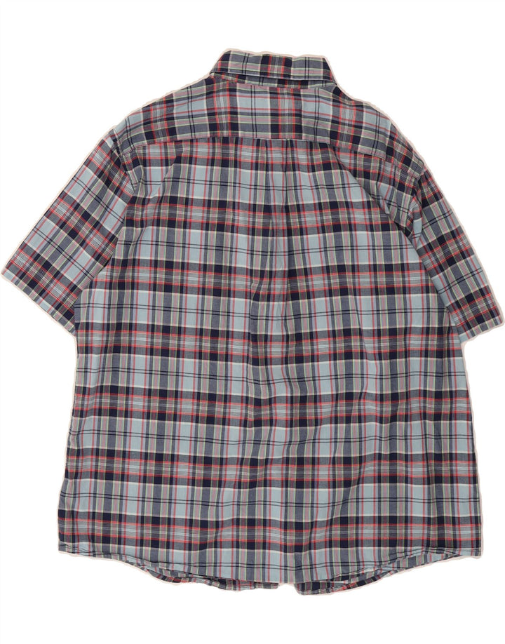 DOCKERS Mens Short Sleeve Shirt XL Navy Blue Check Cotton Vintage Dockers and Second-Hand Dockers from Messina Hembry 