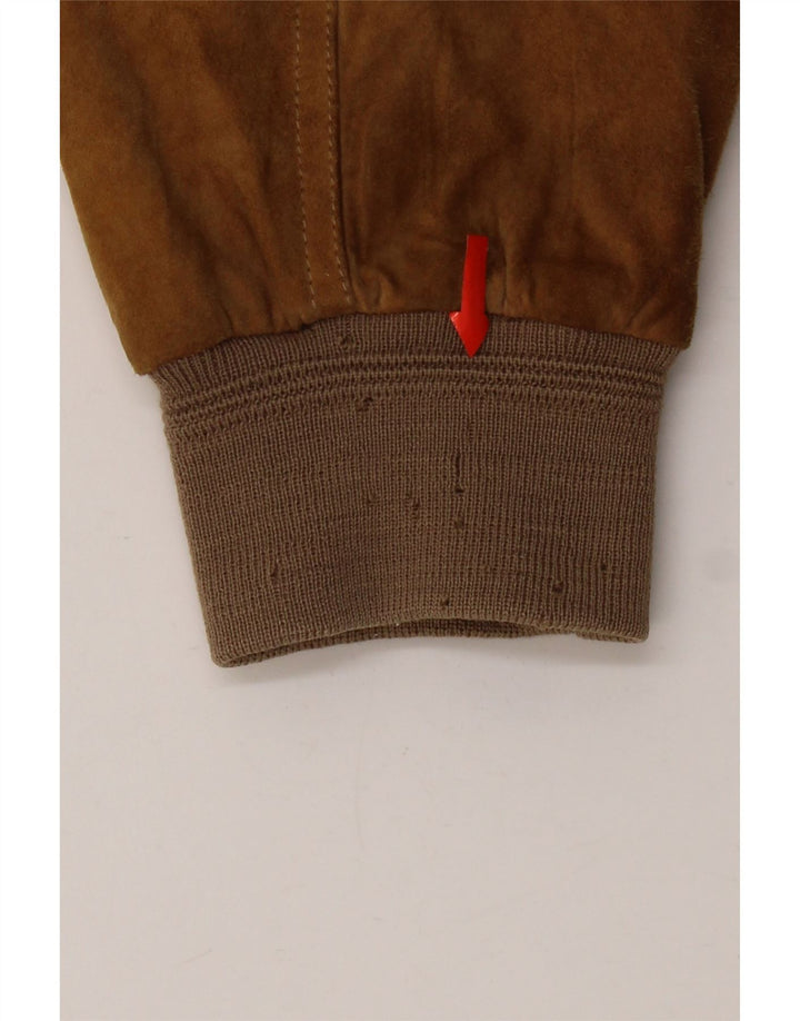 Vintage Mens Suede Bomber Jacket UK 42 XL Beige Leather