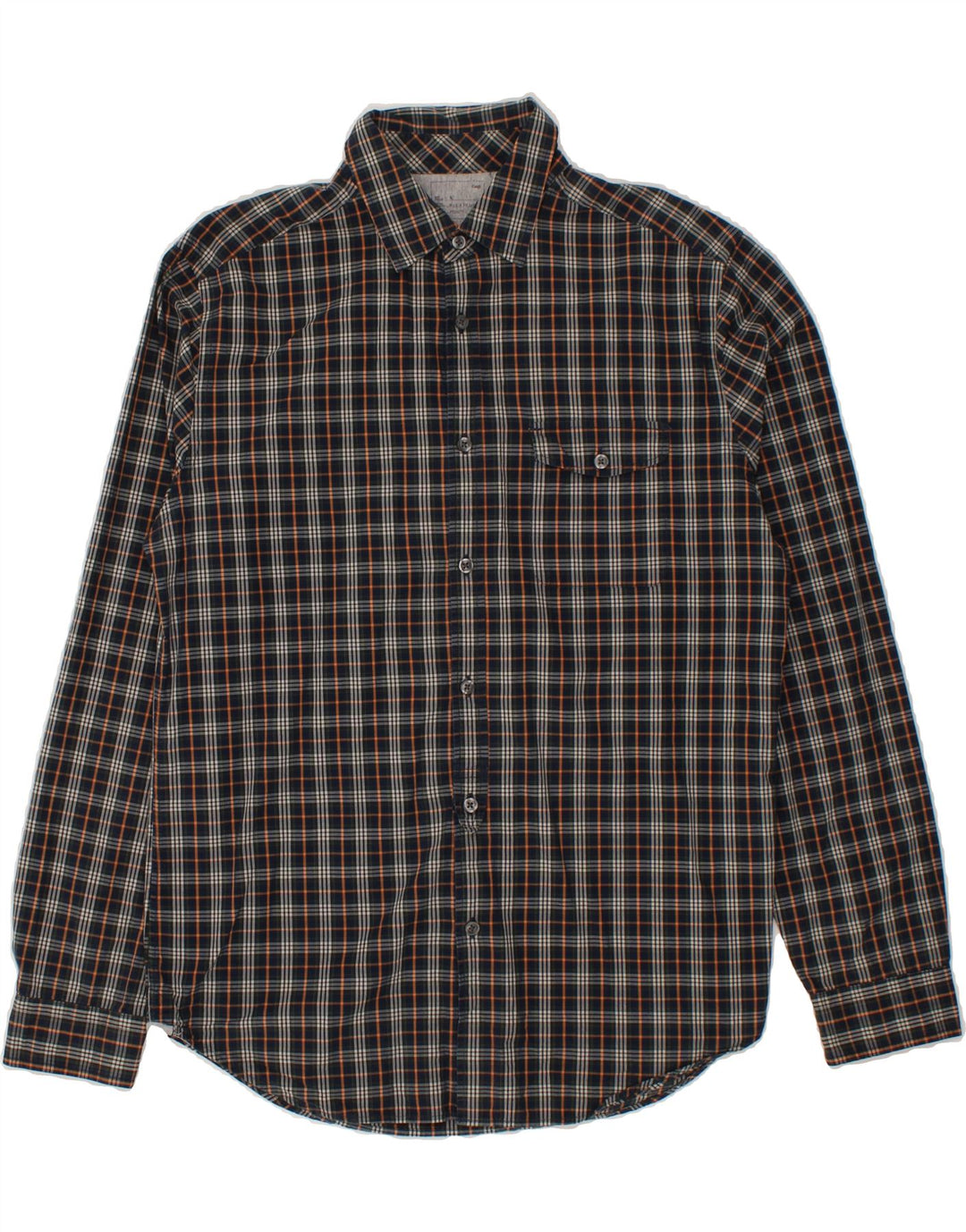 GAP Mens Shirt Medium Navy Blue Check Cotton Vintage Gap and Second-Hand Gap from Messina Hembry 
