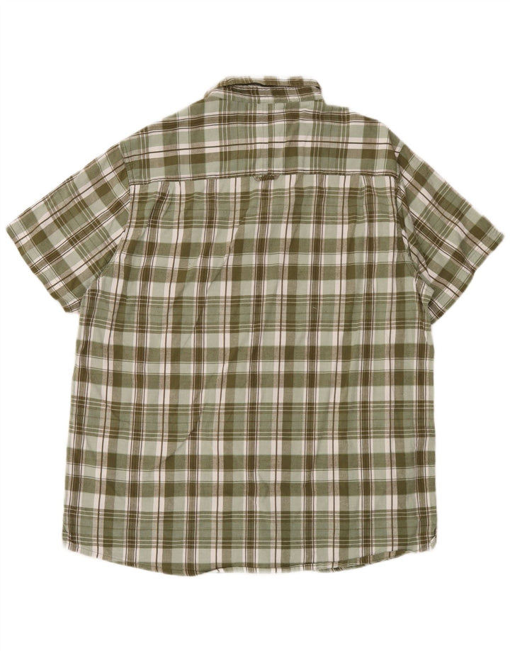 Mountain Warehouse Mens Short Sleeve Shirt XL Green Check Cotton