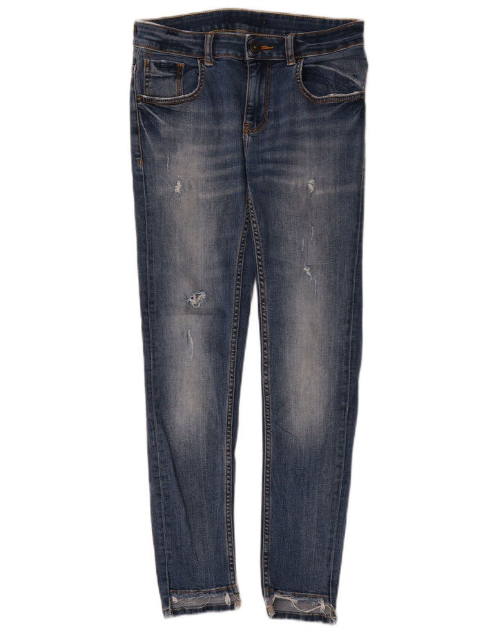 Zara Womens Distressed Skinny Jeans W28 L27 Blue