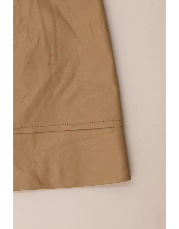 Zara Dame imiteret læder nederdel Medium W28 Beige