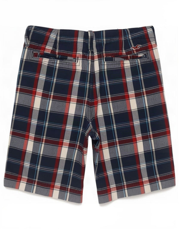Мужские шорты чинос Hollister W34, большие, темно-синие, в клетку, хлопок