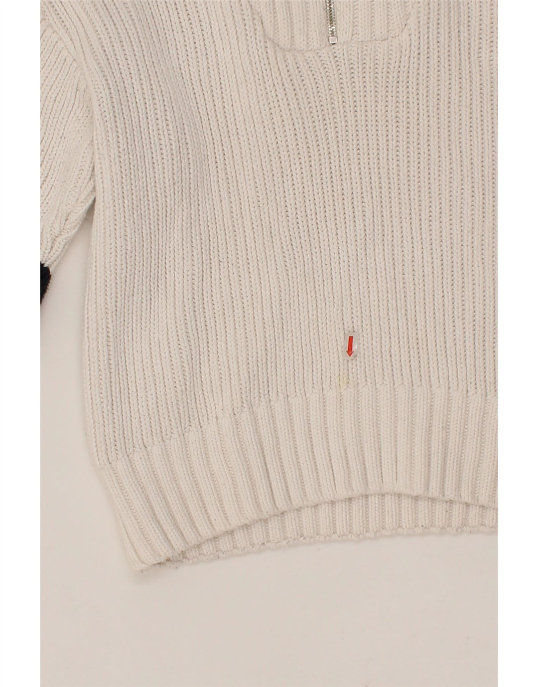 JACK WILLS Womens Zip Neck Jumper Sweater UK 12 Medium White Colourblock Vintage Jack Wills and Second-Hand Jack Wills from Messina Hembry 