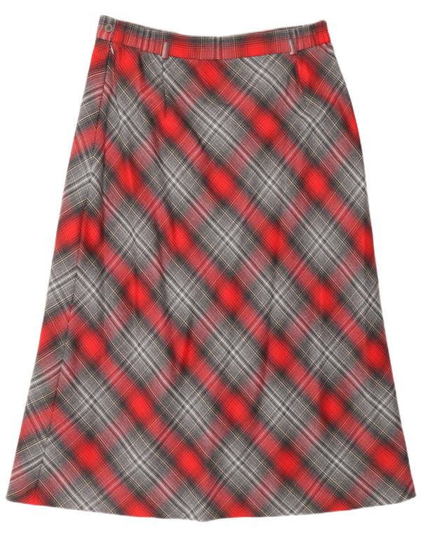 Frankenwalder Womens High Waist A-Line Skirt EU 46 XL W34 Red Check Wool
