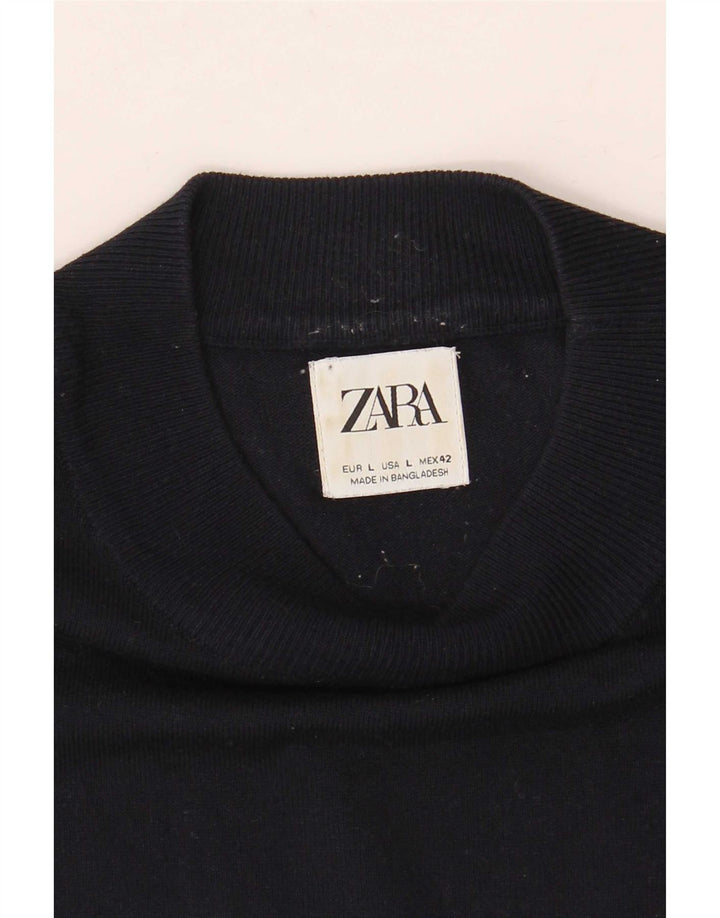 Zara Mens T-Shirt Top Large Navy Blue