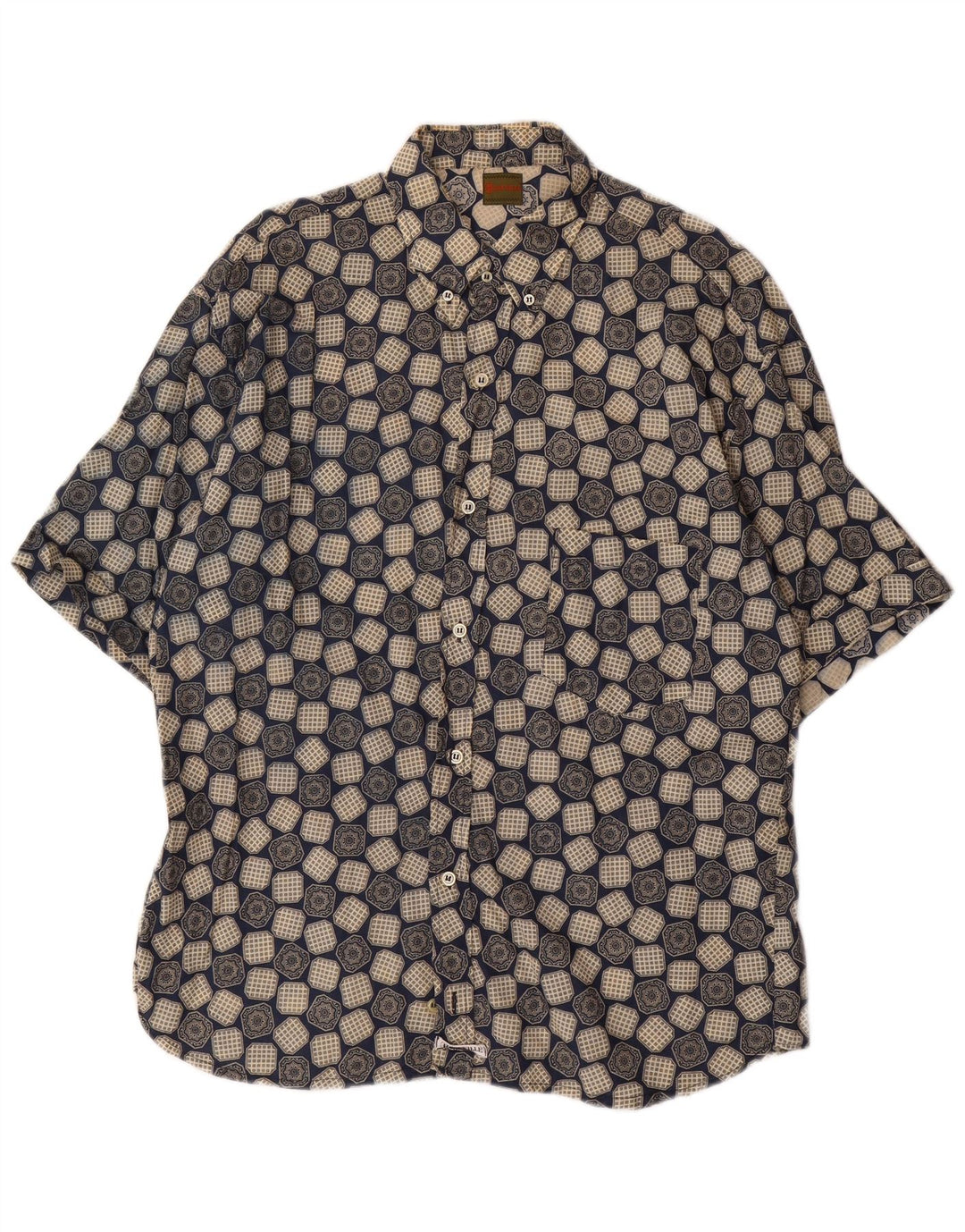 Boneville Mens Short Sleeve Shirt Large Blue Geometric