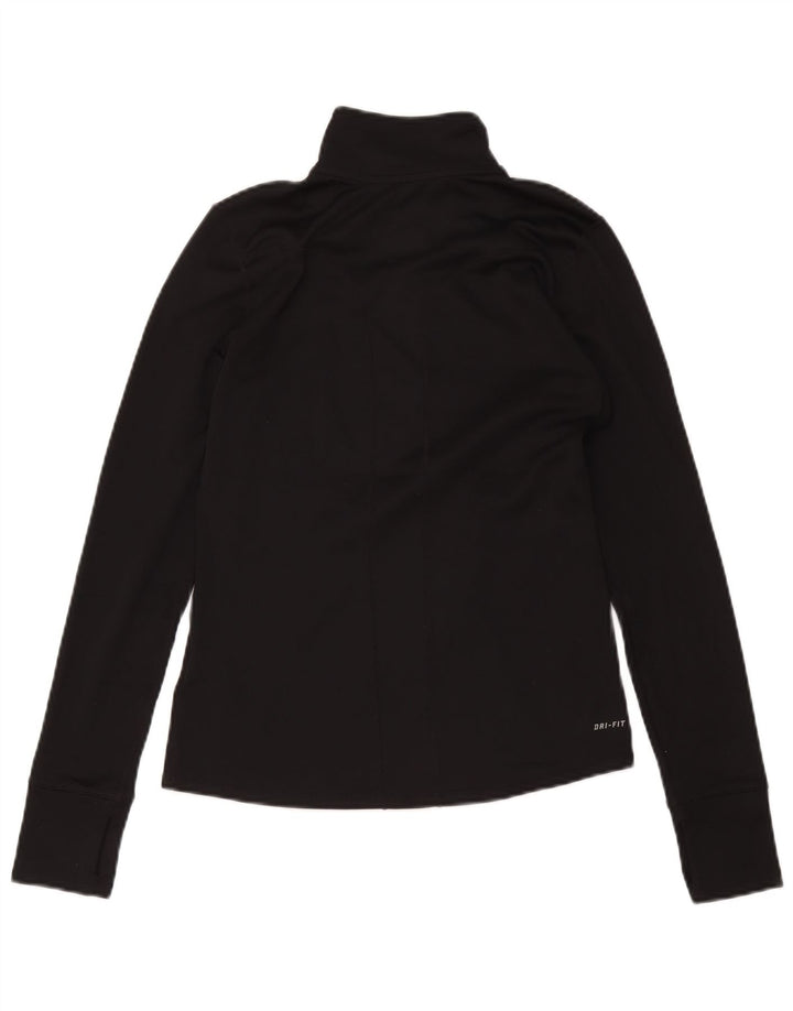 Nike Womens Dri Fit Zip Neck Pullover Tracksuit Top UK 10 Small Black