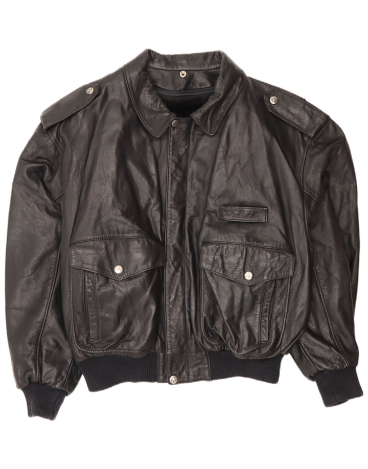 Vintage herre læder Flight Aviator jakke IT 52 XL sort læder Army