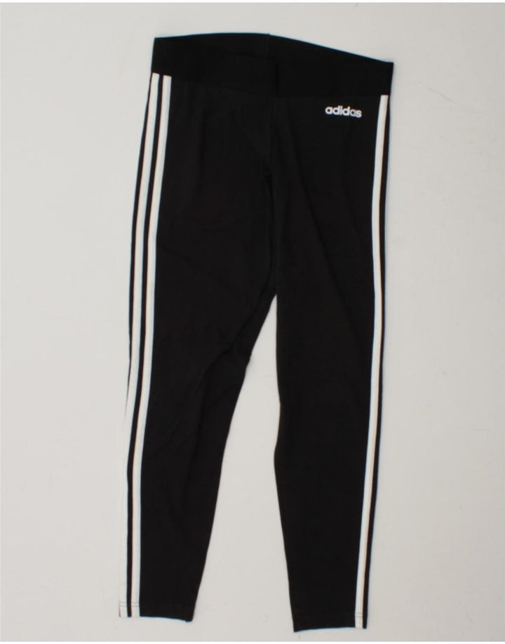 ADIDAS Womens Leggings UK 12/14 Medium Black Cotton