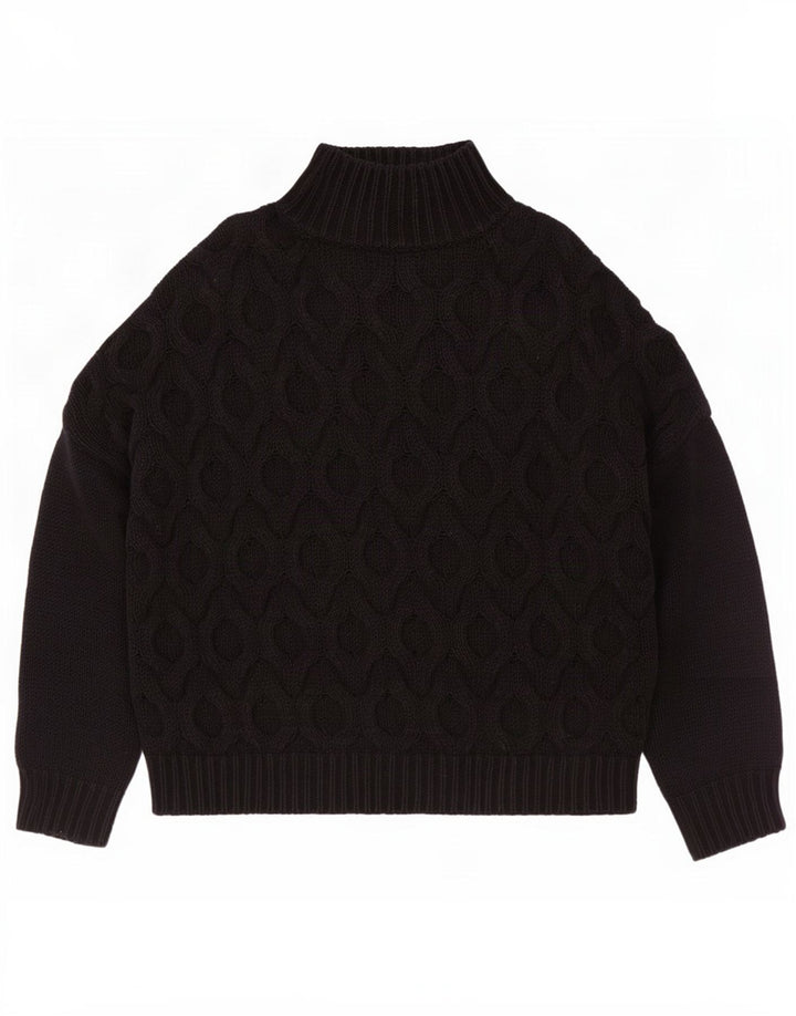 Reiss Mens Loose Fit Roll Neck Jumper Sweater Medium Black Cotton