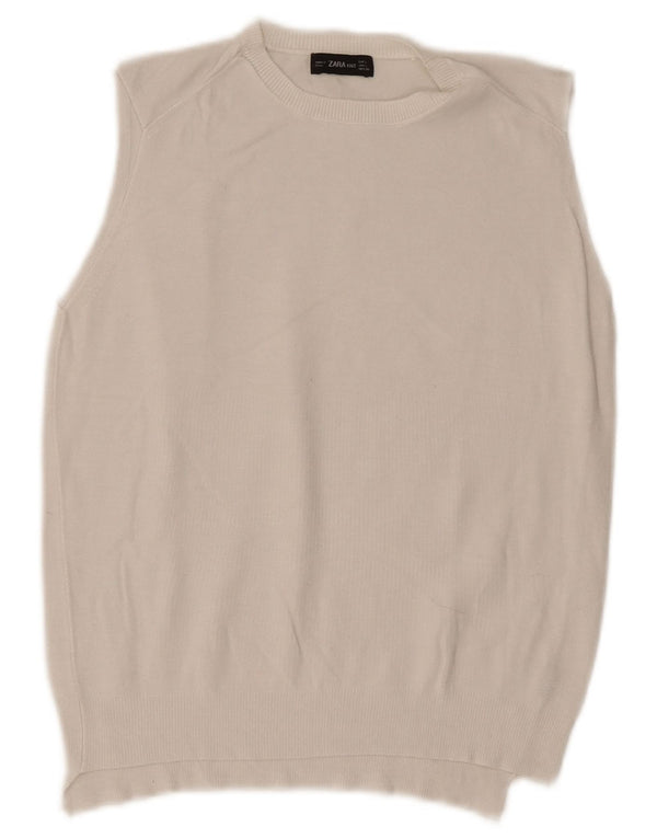 Canotta corta da donna Zara UK 14 grande bianca