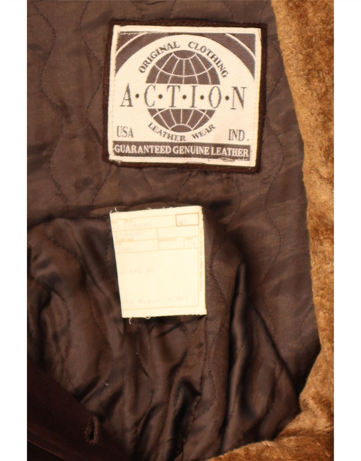 Pardesiu din piele intoarsa pentru barbati vintage IT 52 XL din piele maro
