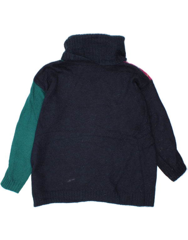 Maglione maglione a collo alto da donna BENETTON UK 14 medio blu navy