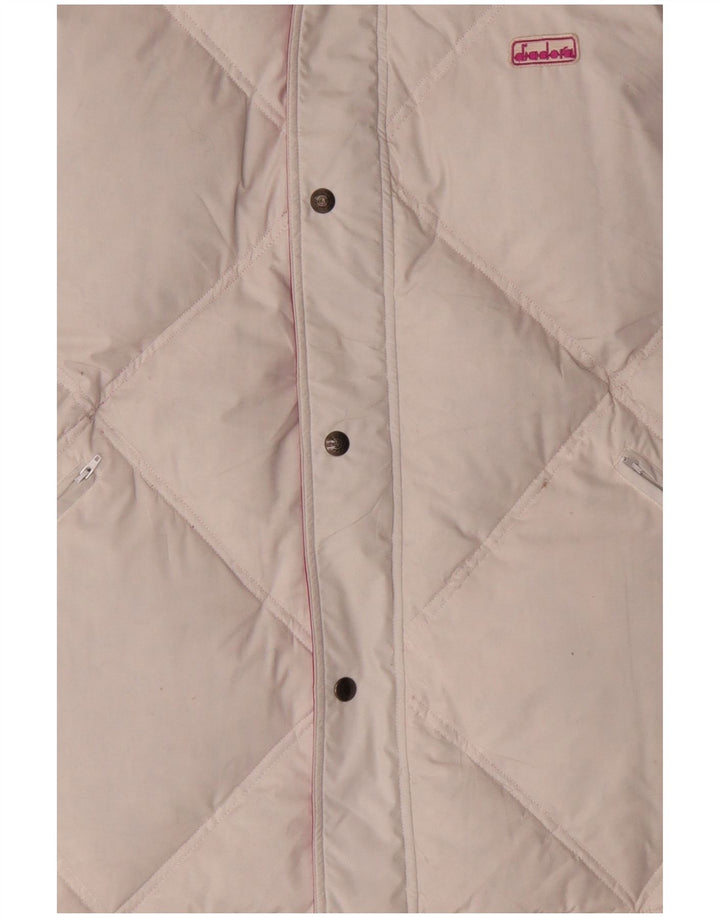 Diadora Herre Hætte Vendbar Polstret Jakke UK 40 Stor Pink Polyester