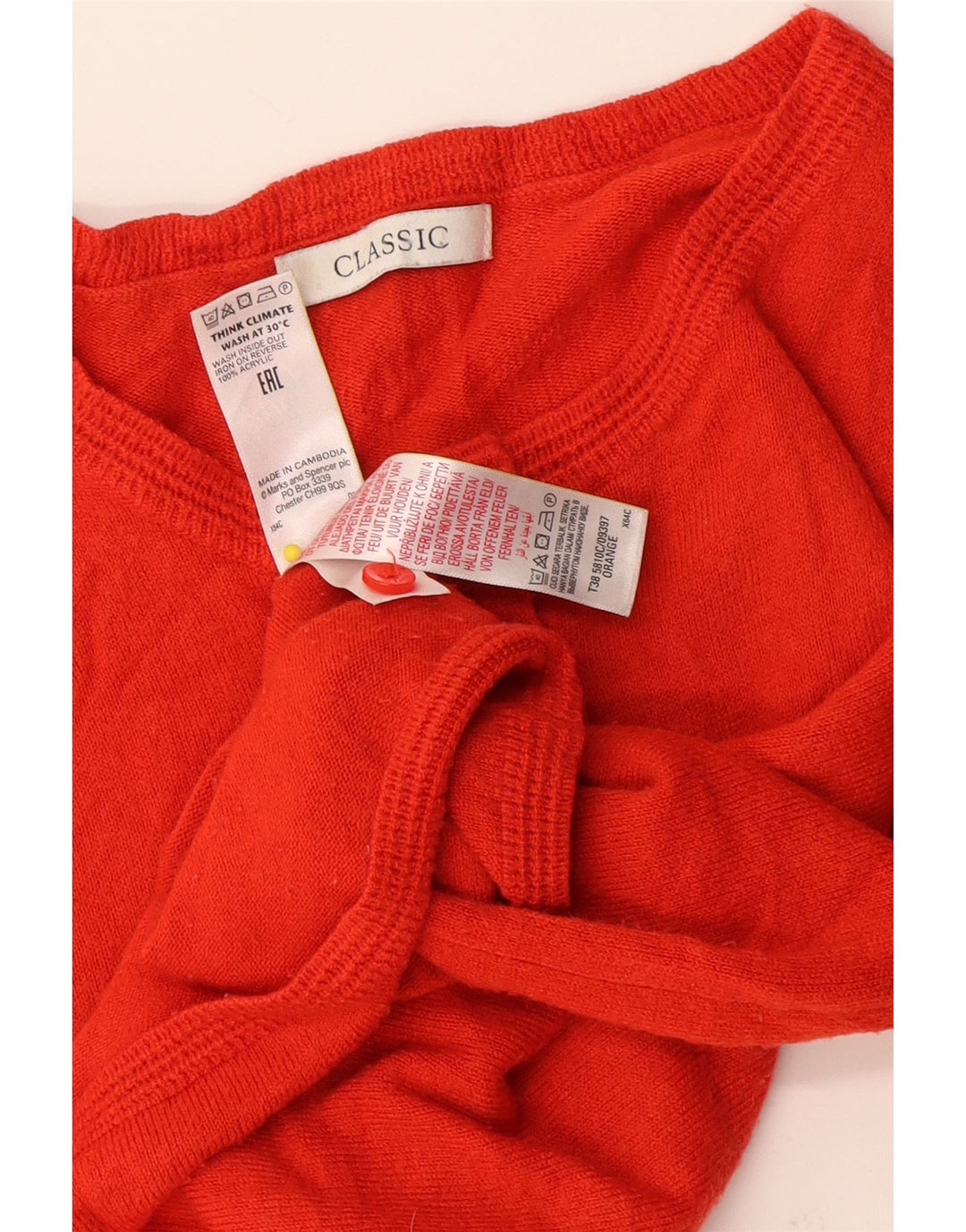 CLASSIC Womens Cardigan Sweater UK 10 Small Orange Acryl