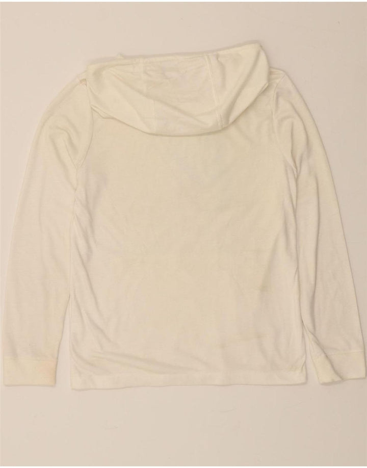 NIKE Womens Graphic Hoodie Jumper UK 14 Large Off White Polyester Vintage Nike and Second-Hand Nike from Messina Hembry 