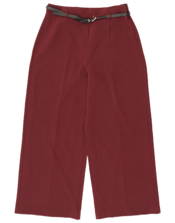 Zara Pantalon décontracté taille haute pour femme, jambe large, petit W26 L25, bordeaux