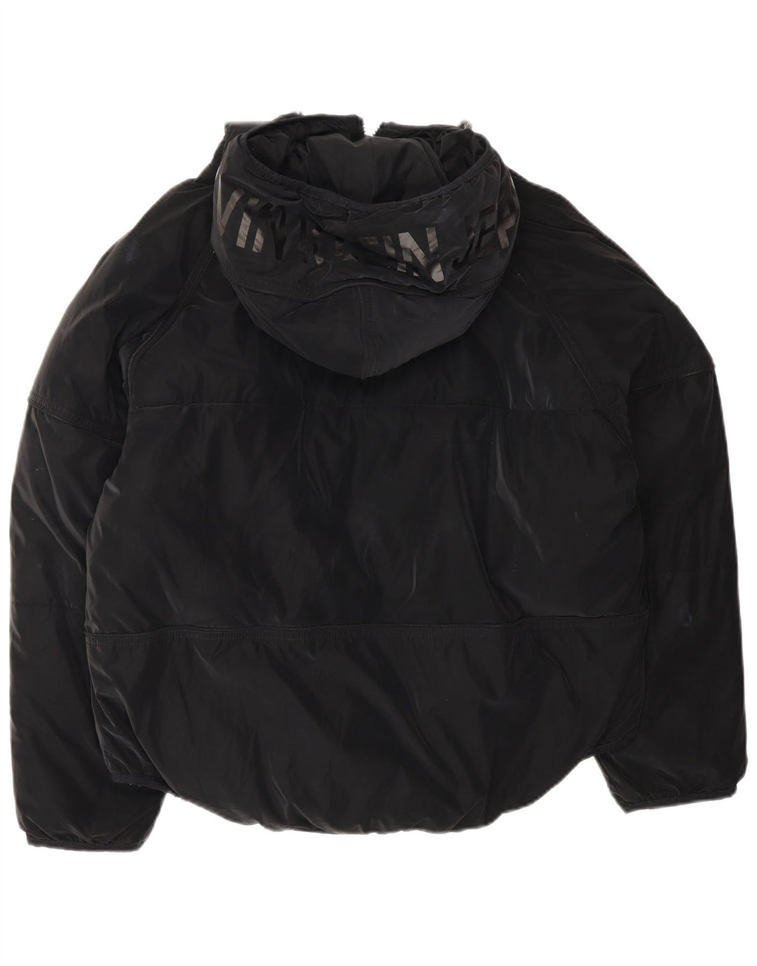 Calvin Klein Jeans Damen Übergroße Grafik-gepolsterte Jacke UK 10 Small Schwarz