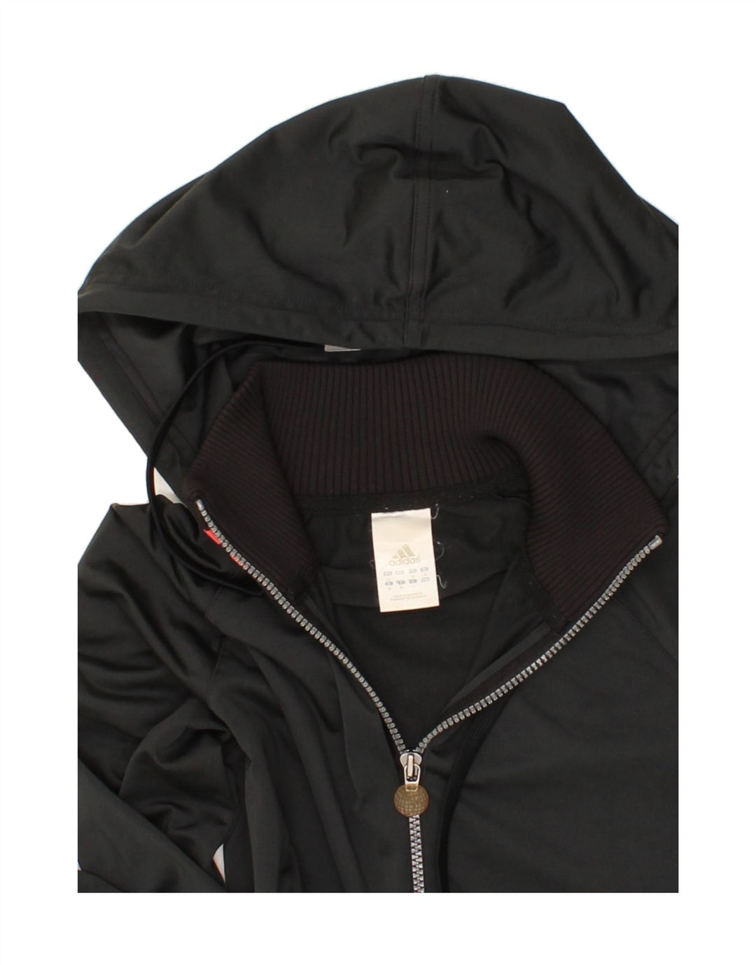 ADIDAS Womens Graphic Zip Hoodie Sweater UK 12 Medium  Black Polyester Vintage Adidas and Second-Hand Adidas from Messina Hembry 