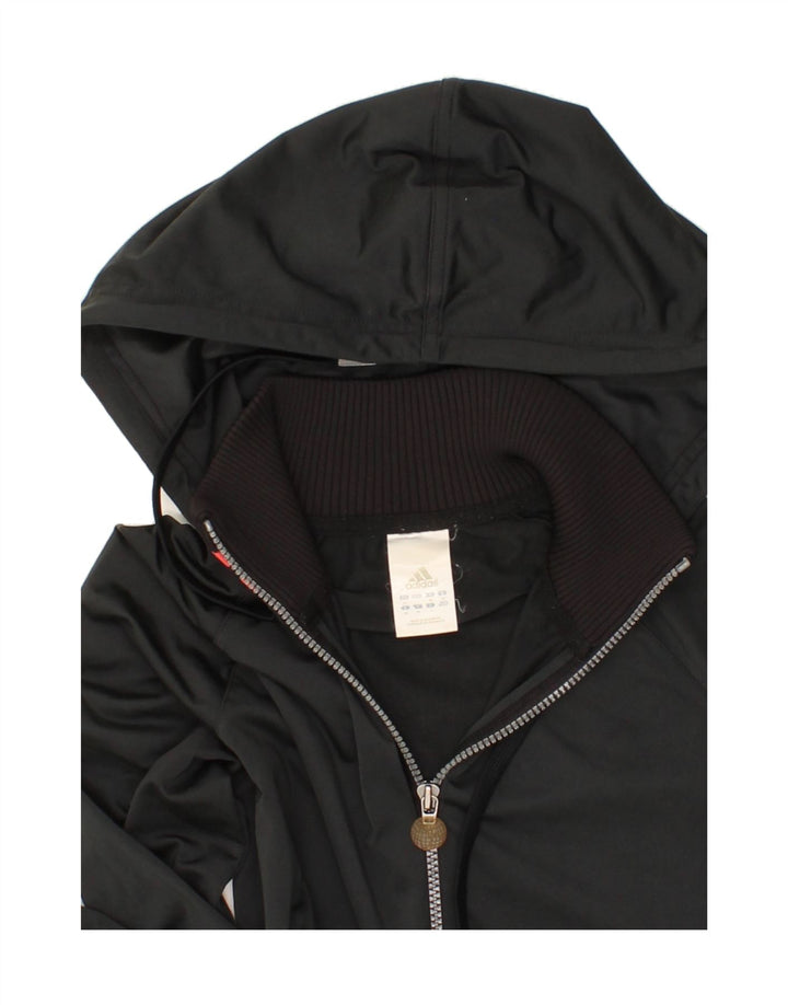 ADIDAS Womens Graphic Zip Hoodie Sweater UK 12 Medium  Black Polyester Vintage Adidas and Second-Hand Adidas from Messina Hembry 