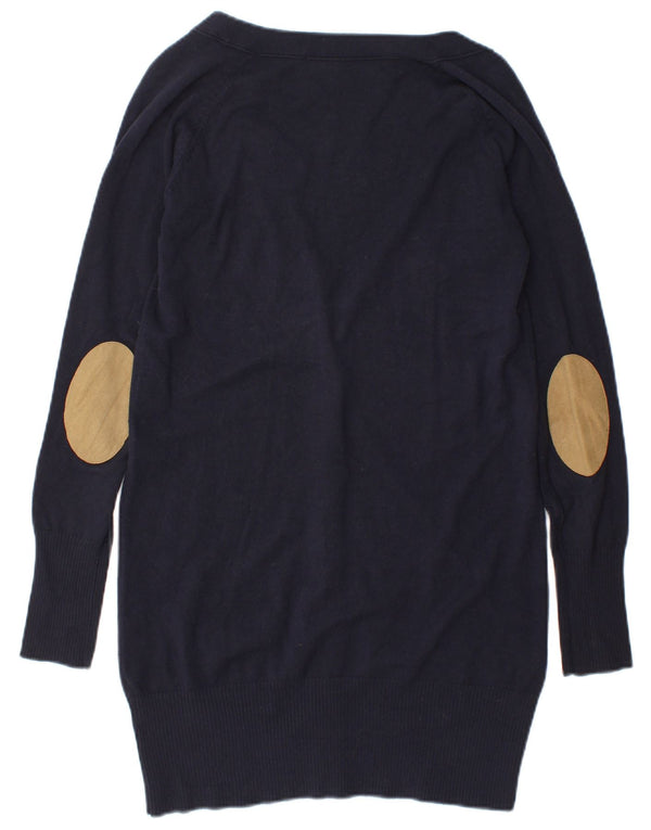 Zara Womens Longline Cardigan Sweater UK 14 Large Navy Blue
