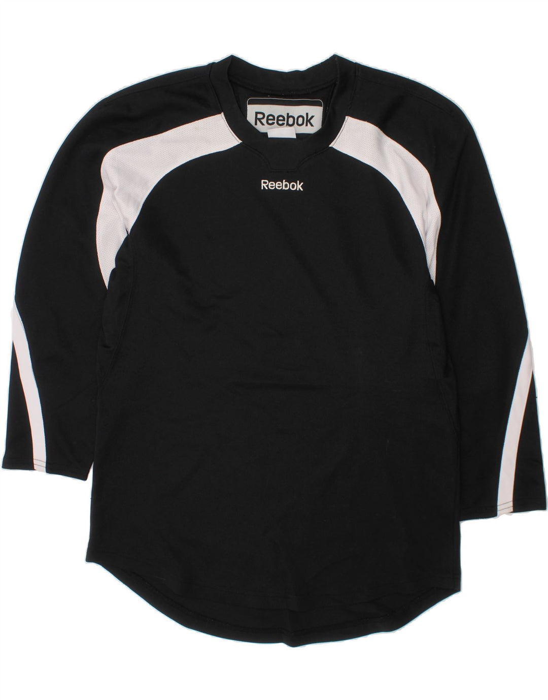 REEBOK Boys Top 3/4 Sleeve 13-14 Years XL Black Colourblock Polyester Vintage Reebok and Second-Hand Reebok from Messina Hembry 