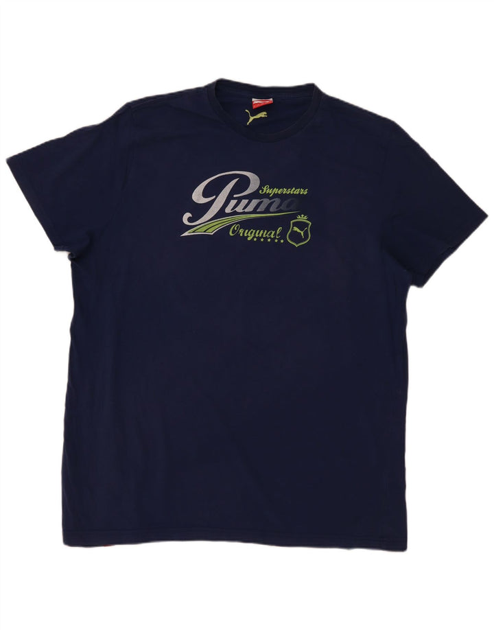 Puma Mens Graphic T-Shirt Top 2XL Navy Blue
