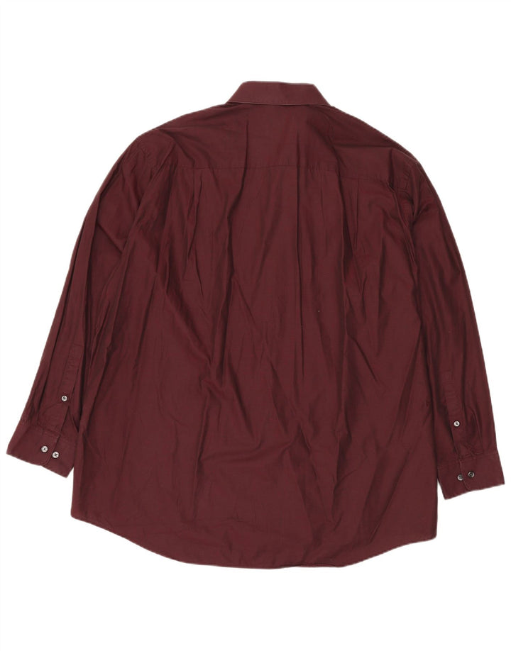 CALVIN KLEIN Mens Regular Fit Shirt Size 18 2XL Maroon Cotton