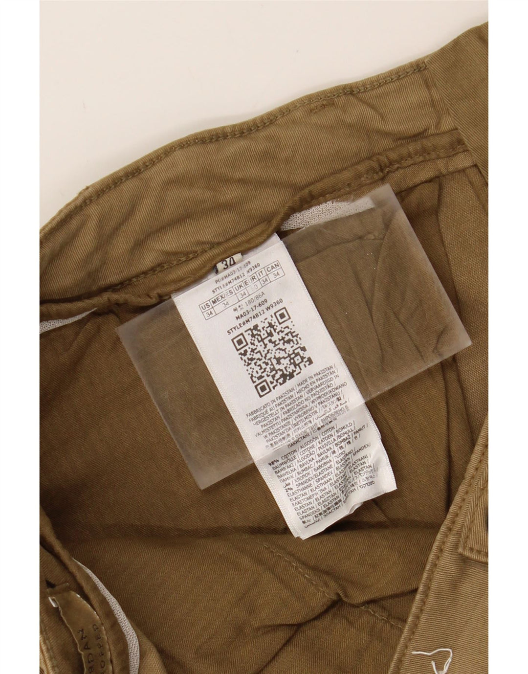 GUESS Mens Slim Casual Trousers W34 L29 Khaki Cotton Vintage Guess and Second-Hand Guess from Messina Hembry 