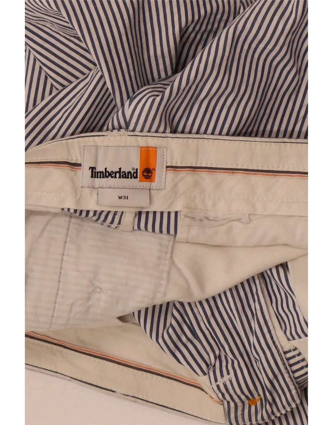 Timberland Mens Chino Shorts W31 Medium Blue Pinstripe