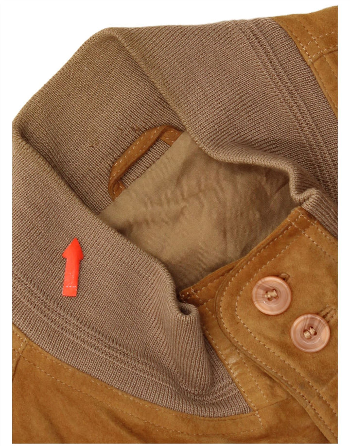 Vintage Mens Suede Bomber Jacket UK 42 XL Beige Leather