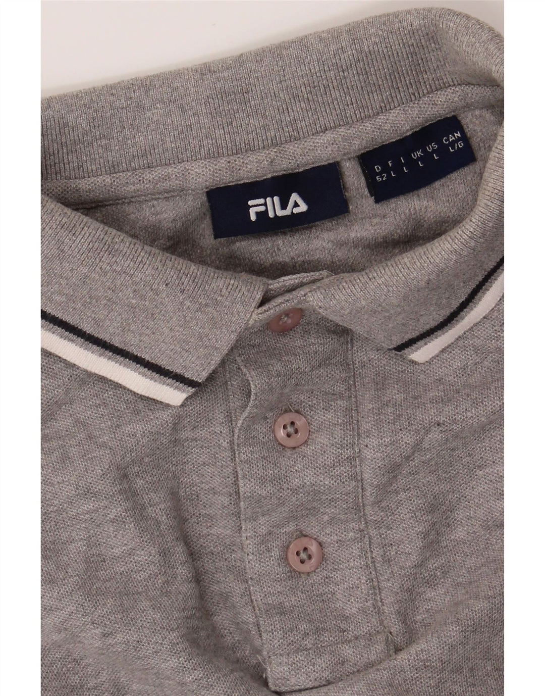 FILA Mens Polo Shirt Large Grey Cotton Vintage Fila and Second-Hand Fila from Messina Hembry 